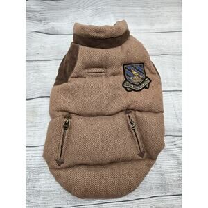 Ralph Lauren Clothes Vest For Dog. Wool & Down Feathers. Herringbone. Brown Size